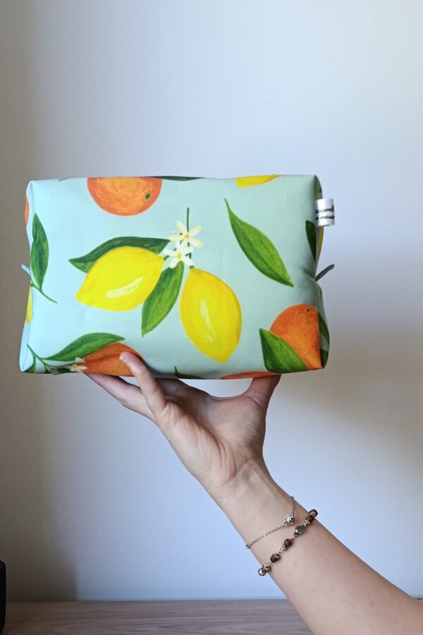 Grande pochette unique – Coton citron et coton papillon fleur