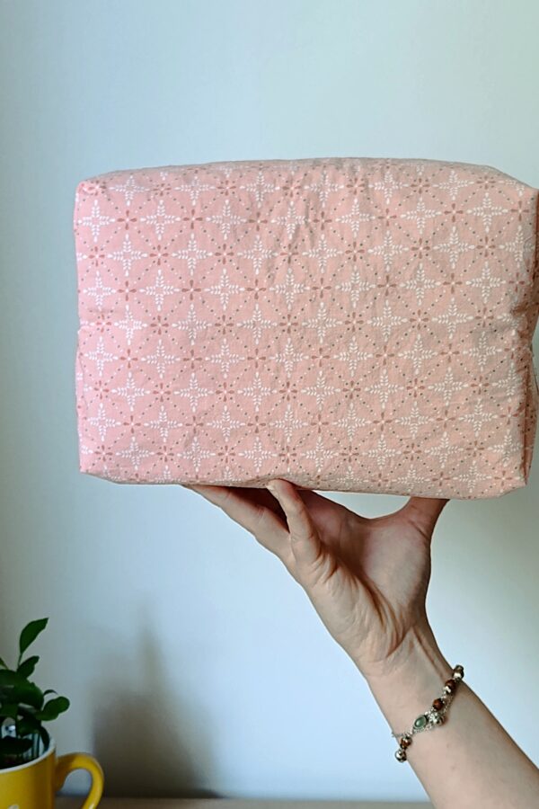 Grande pochette unique – Coton imprimé corail et rose