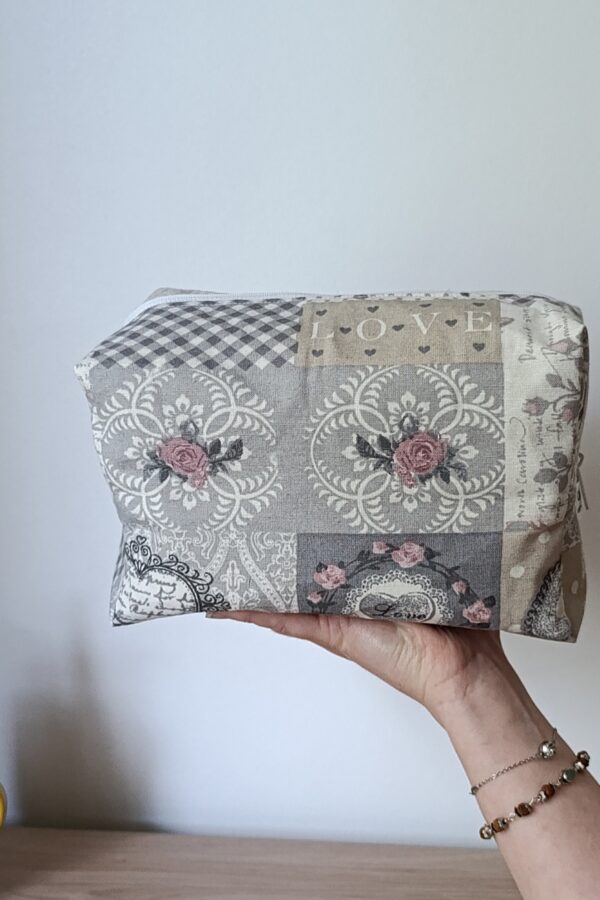 Grande pochette unique – Coton imprimé Love et corail